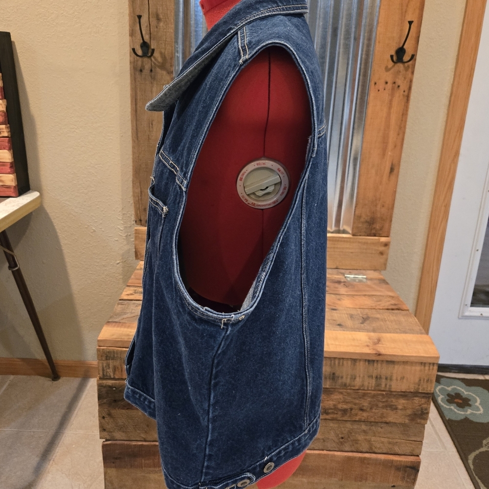 2X Denim Vest Casual Corner Metal Buttons - Picture 8 of 8